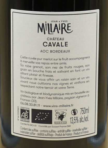 Domaine Jean-Yves Millaire - Château Cavale 2020 75 cl – Image 3