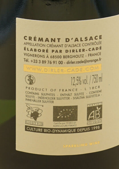 Domaine Dirler Cade - Crémant d'Alsace Brut Nature 2018 75 cl – Image 2