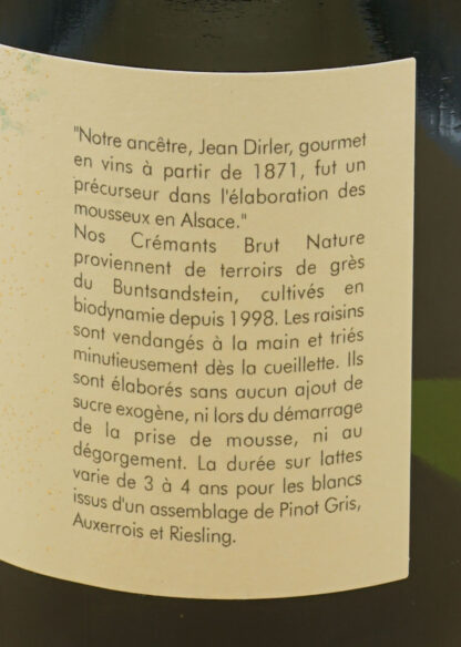 Domaine Dirler Cade - Crémant d'Alsace Brut Nature 2018 75 cl – Image 3